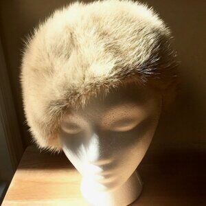 Vintage Blonde Genuine Mink Fur Pillbox Hat